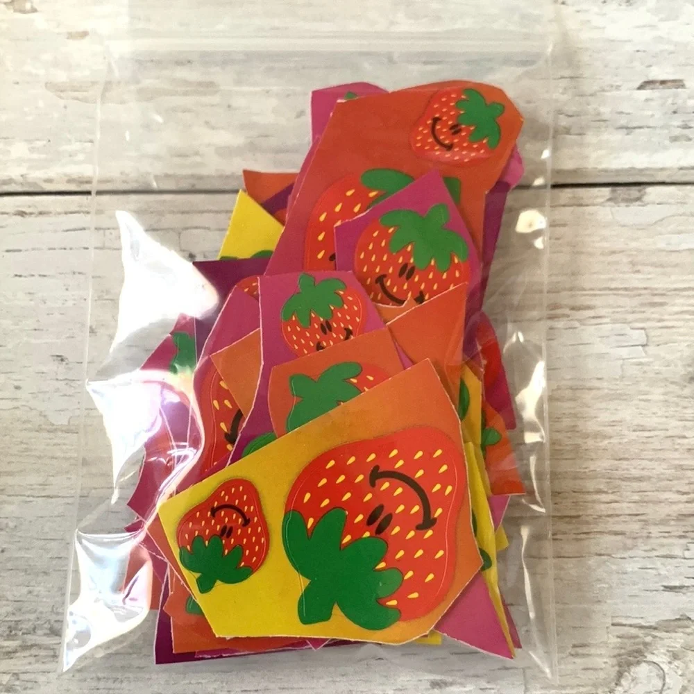 Scratch & Sniff Fruit Themed Craft Kids Stickers Bundle Lot Strawberries NEW